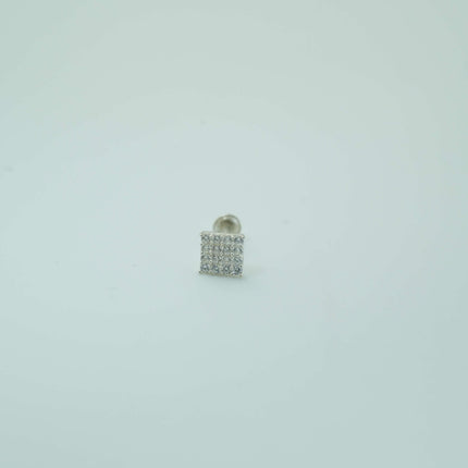 "Timeless Elegance: Discover the Chic Simplicity of a Square White Stone Nosepin