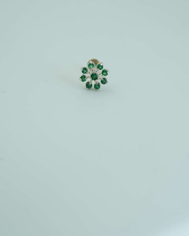 "Bold Green, Timeless Elegance: The Perfect Green Stone Nosepin"