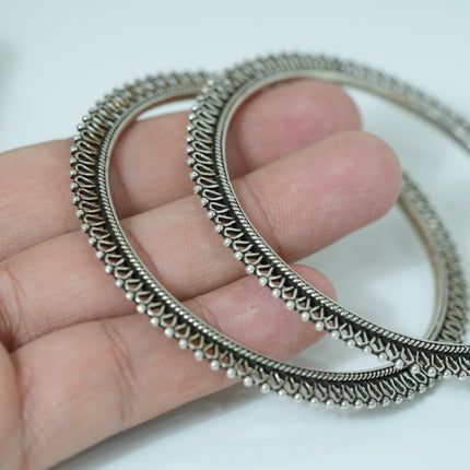 Silver Oxidized Bangles – Traditional Charm with a Vintage Appeal