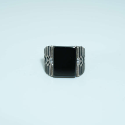 Silver Black Stone Turkey Ring