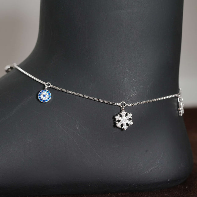 Starlit Vine - Silver Anklet