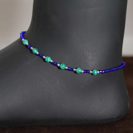 Ocean Breeze Blue Silver Anklet