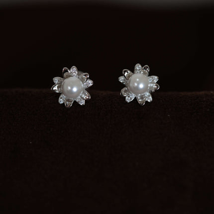 Crystal  Studs Silver Earrings