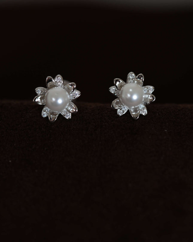 Crystal  Studs Silver Earrings