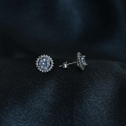 SILVER SINGLE STONE STUDS