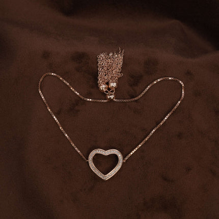 Heart Charm Rose Gold  Silver Bracelet