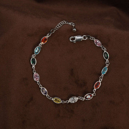 Colorful Elegance – Silver Stone Bracelet