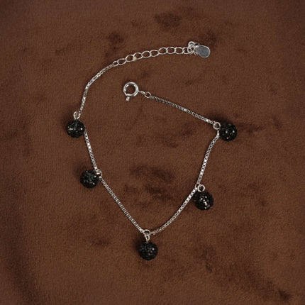 Silver Bracelet with Black Charms – Simple and Stylish