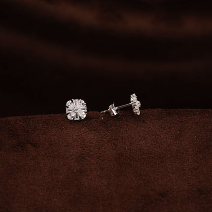 Petite Blossom – Floral-Inspired Tiny Silver Earrings for Women