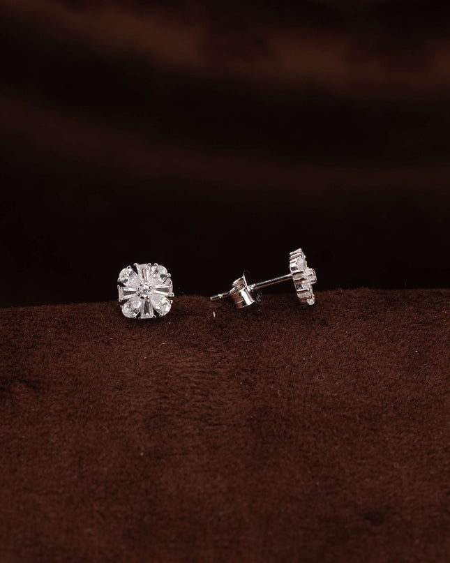 Petite Blossom – Floral-Inspired Tiny Silver Earrings for Women