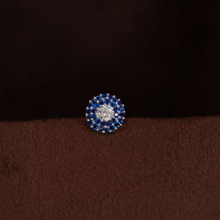 "Where Serenity Meets Grace: Blue Stone Nosepin with a White Sparkle"