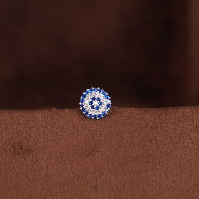 "Cool Elegance: The Perfect Blend of Blue and White Stones in a Nosepin"