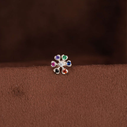 A Splash of Color and Shine: The Stunning Multicolor Silver Nosepin