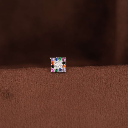 "Bold Lines, Vibrant Colors: The Stunning Square-Shaped Nosepin"