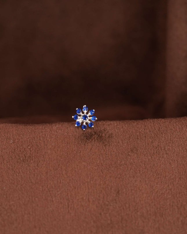 "Cool Elegance: The Striking Beauty of a Blue Stone Nosepin"