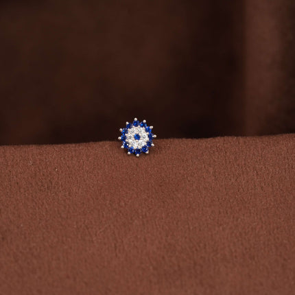 Elegant Contrast: The Timeless Beauty of a Blue and White Stone Nosepin