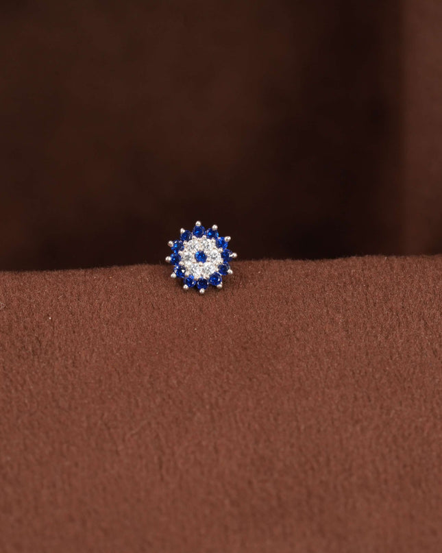 Elegant Contrast: The Timeless Beauty of a Blue and White Stone Nosepin