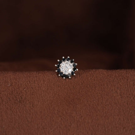 "Bold Contrast, Timeless Style: The Black and White Stone Nosepin"