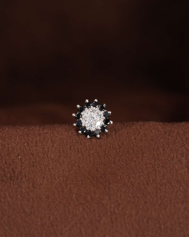 "Bold Contrast, Timeless Style: The Black and White Stone Nosepin"