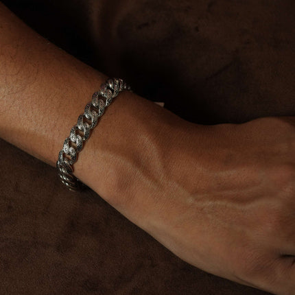 Men Silver Bracelet Shadow Band