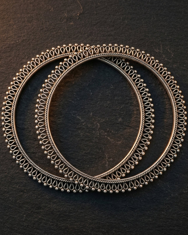 Silver Oxidized Bangles – Traditional Charm with a Vintage Appeal