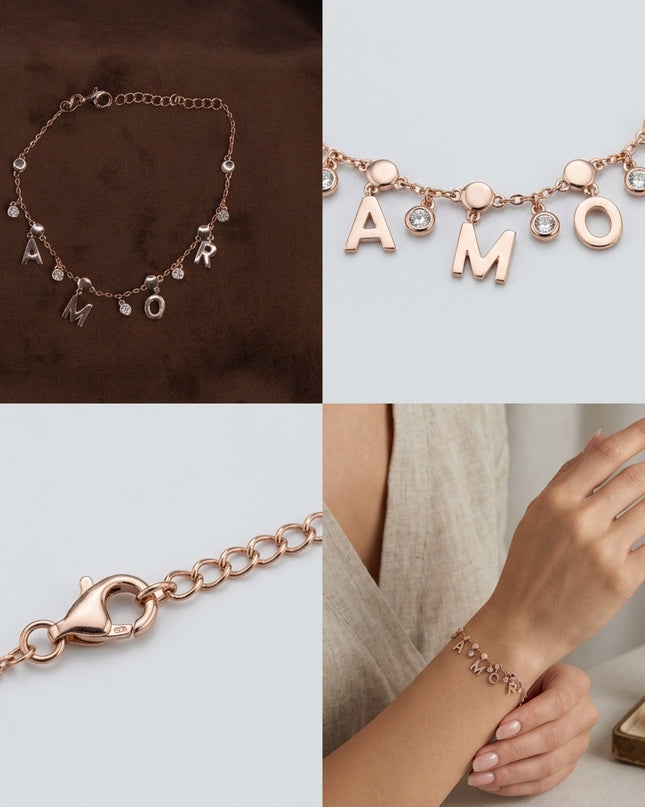 Amor Charms Silver Bracelet –