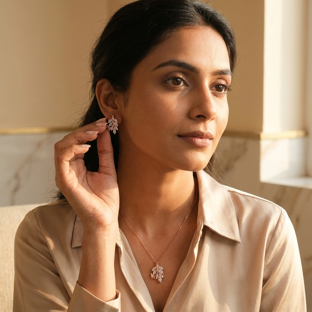 Rivana Glow  Silver Pendant Set
