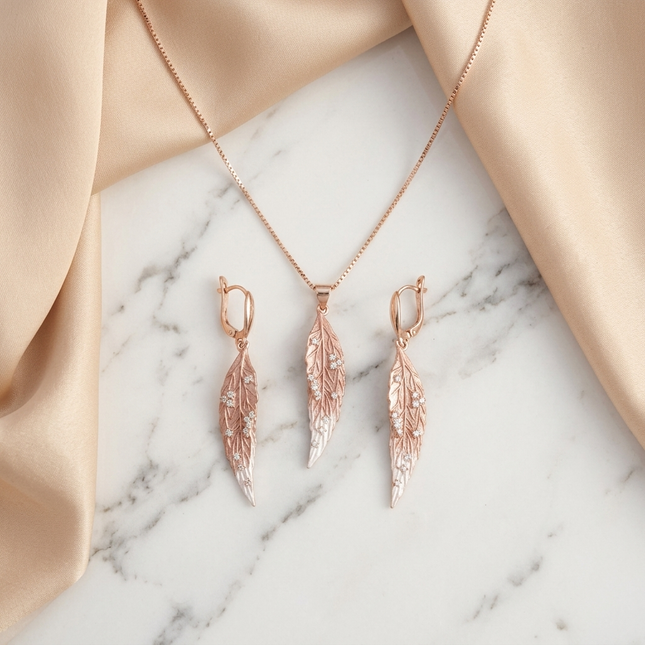 Elysia Blush –  Silver Pendant Set
