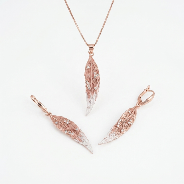 Elysia Blush –  Silver Pendant Set