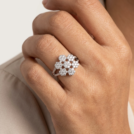 Glitter Pearl Silver Ring