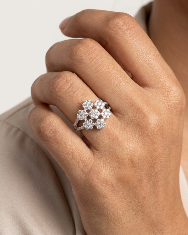 Glitter Pearl Silver Ring