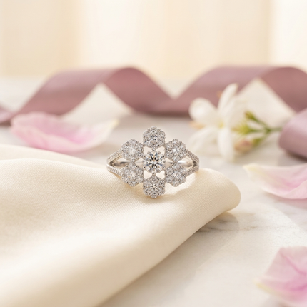 Glitter Pearl Silver Ring