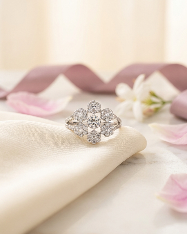 Glitter Pearl Silver Ring