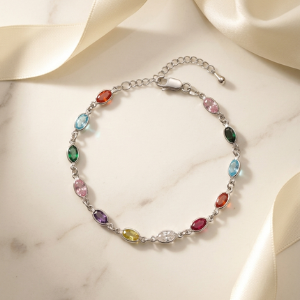Colorful Elegance – Silver Stone Bracelet