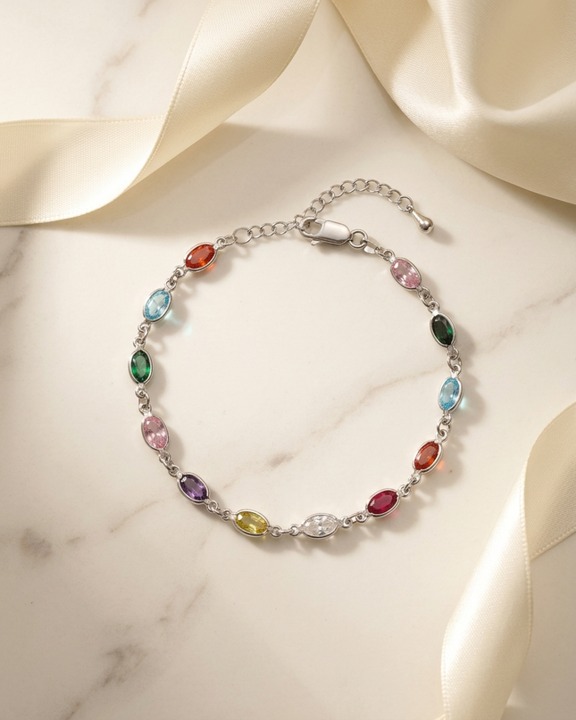 Colorful Elegance – Silver Stone Bracelet