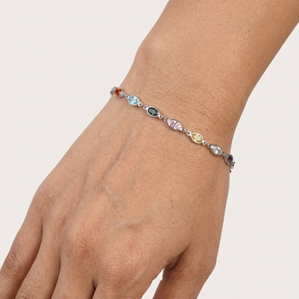 Colorful Elegance – Silver Stone Bracelet