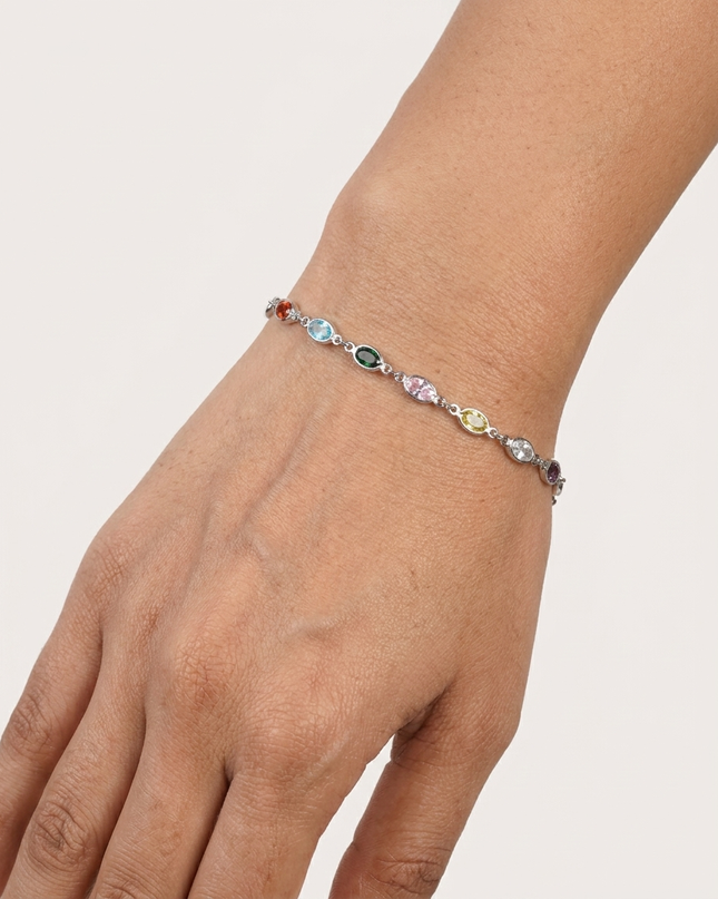 Colorful Elegance – Silver Stone Bracelet