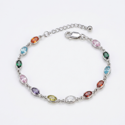 Colorful Elegance – Silver Stone Bracelet