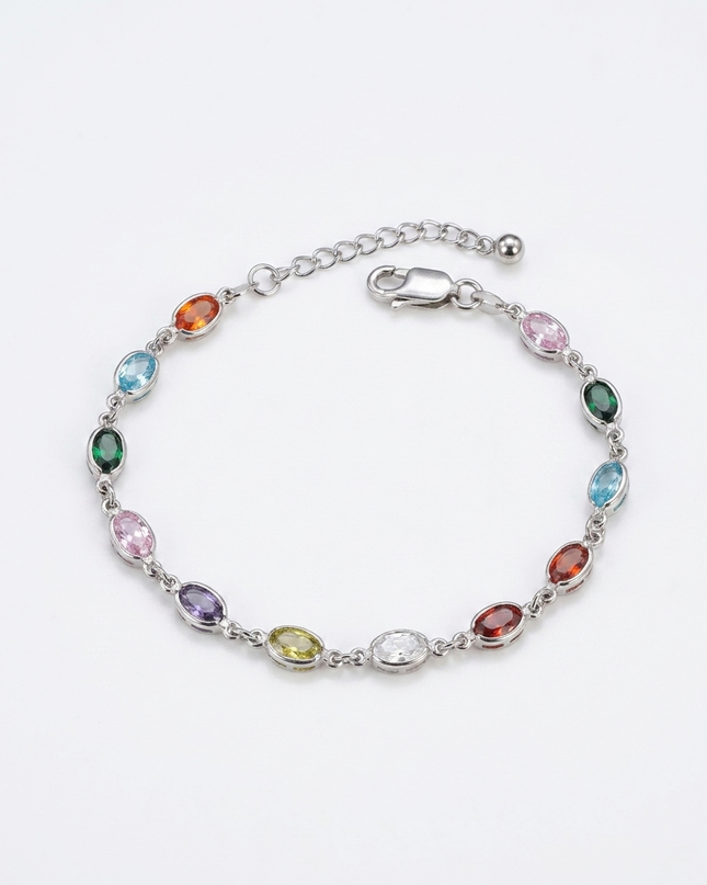 Colorful Elegance – Silver Stone Bracelet