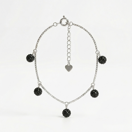 Silver Bracelet with Black Charms – Simple and Stylish