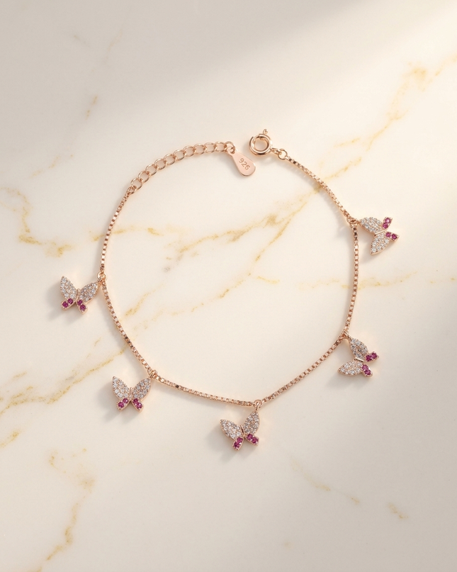 Silver 925  Silver Bracelet Butterfly Charms