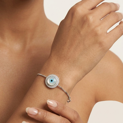 "Gaze of Protection: Ward off negativity with this stylish evil eye bracelety