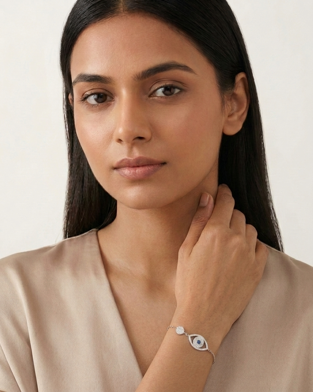 Silver Evil Eye 925 Bracelet