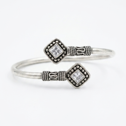 "Silver Oxidized Kada - Grace with a Vintage Touch"