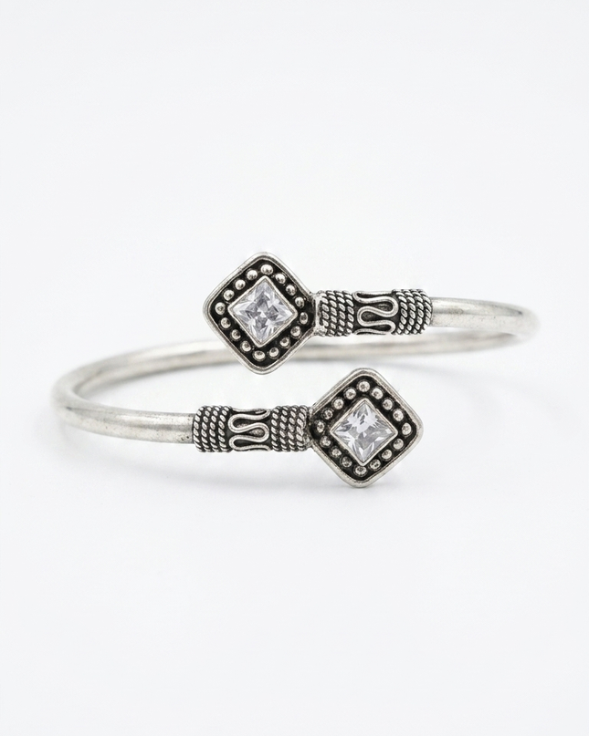 "Silver Oxidized Kada - Grace with a Vintage Touch"
